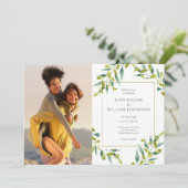 Greenery Botanical Foliage Photos Wedding Kaart (Staand voorkant)