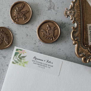 Greenery Botanical Foliage Return Address Etiket