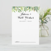 Greenery Botanical Foliage Wedding Well Wishes Advieskaart (Staand voorkant)
