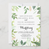 Greenery Botanical Front & Back Wedding Invitation Kaart (Voorkant)