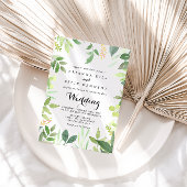 Greenery Botanical Front & Back Wedding Invitation Kaart