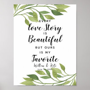 Greenery botanical Ieder Liefde verhaal is..bruilo Poster