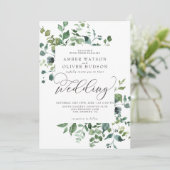 Greenery Botanical Leaves Rustic Woodland Wedding Kaart (Staand voorkant)