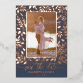 Greenery Botanical Photo Save the Date Folie Uitnodiging (Voorkant)