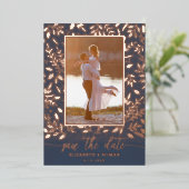 Greenery Botanical Photo Save the Date Folie Uitnodiging (Staand Voorkant)