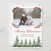 Greenery Botanical Pine Trees Sneeuwkerstfoto Feestdagenkaart (Voorkant)