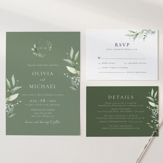 Greenery Botanical Wedding Details Enclosure Card Informatiekaartje