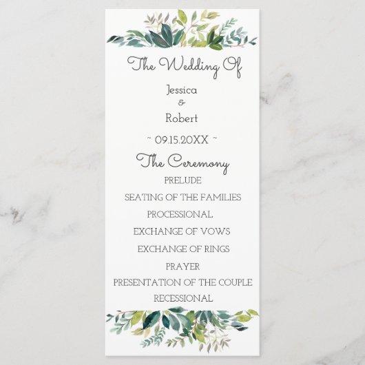 Greenery Bouquet Wedding Program Programma (Voorkant)