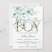 Greenery Boy Baby shower Uitnodiging (Voorkant)