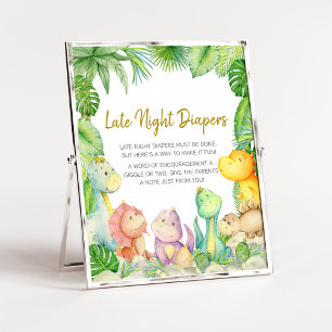 Greenery Boy Dinosaurus Baby Late Night Luiers Poster