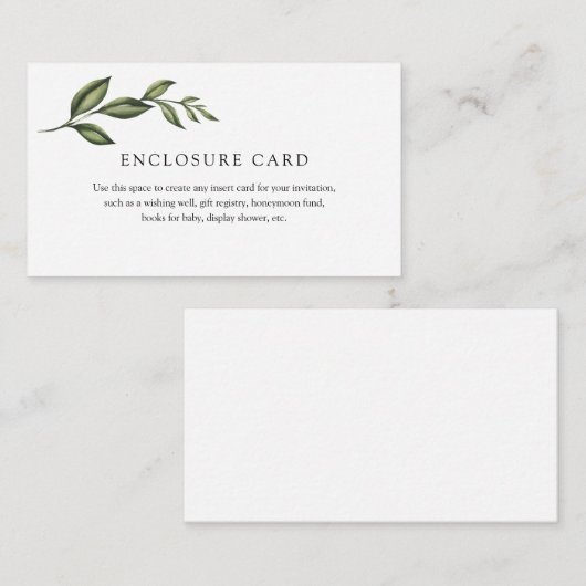 Greenery Branch-behuizingskaart Informatiekaartje (Voorkant / Achterkant)