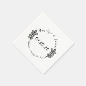 Greenery Branch Black White Wedding Logo Servet (Hoek)