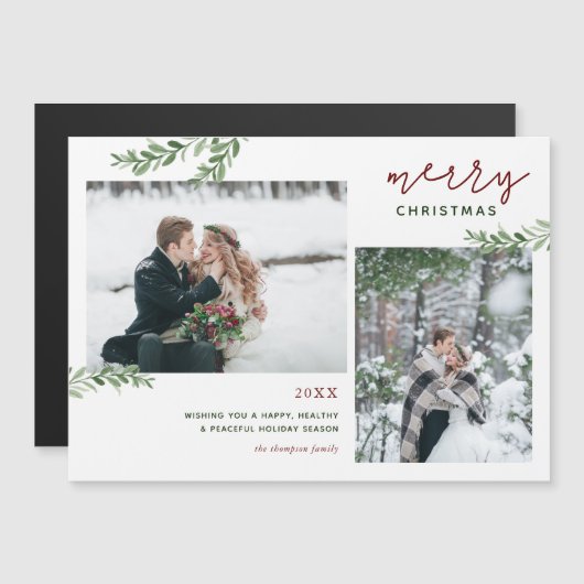 Greenery Branches 2 Magnetic kerstkaart (Voorkant / Achterkant)