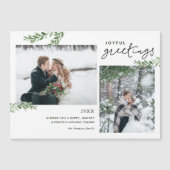 Greenery Branches 2 Photo Magnetic Holiday Card (Voorkant)