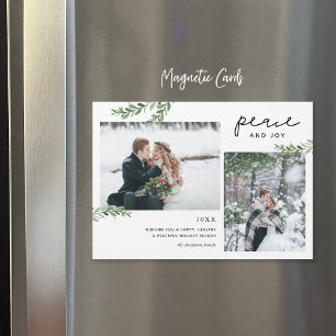 Greenery Branches 2 Photo Magnetic Holiday Kaart