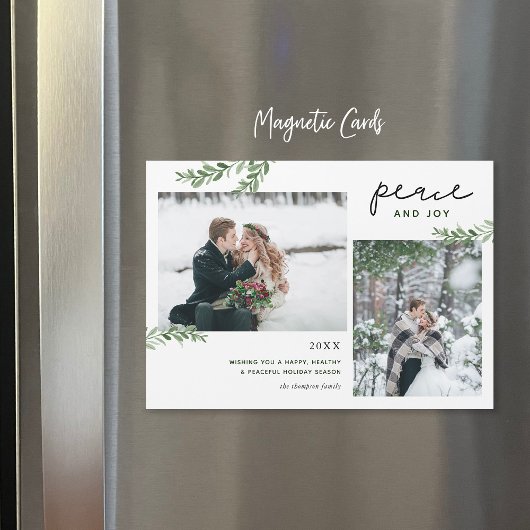 Greenery Branches 2 Photo Magnetic Holiday Kaart
