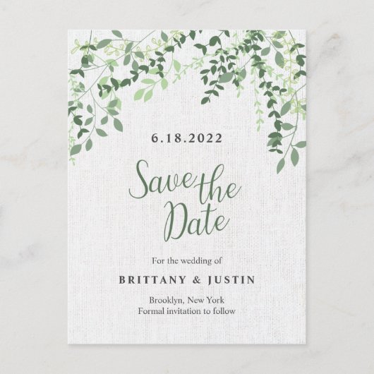 Greenery Branches en Leaves Aankondigingskaart (Voorkant)