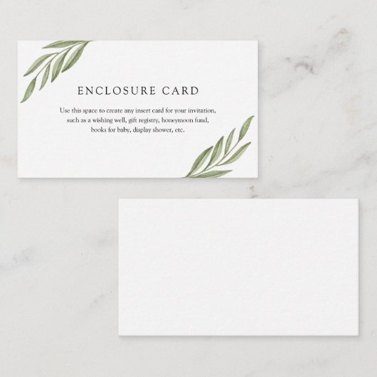 Greenery Branches Enclosure Card Informatiekaartje (Voorkant / Achterkant)