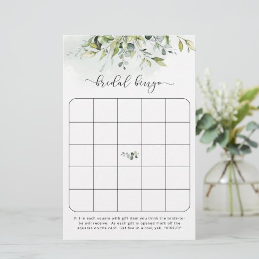 Greenery bridal bingo (Staand voorkant)