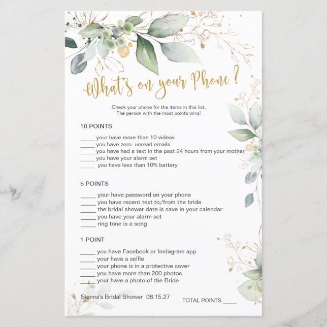 Greenery Bridal Wat is er op uw telefoon/Word-scra (Voorkant)