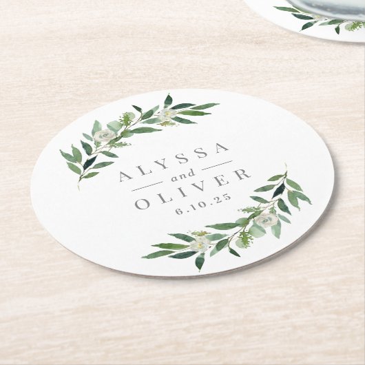 Greenery bruiloft Onderzetters (Gebogen)