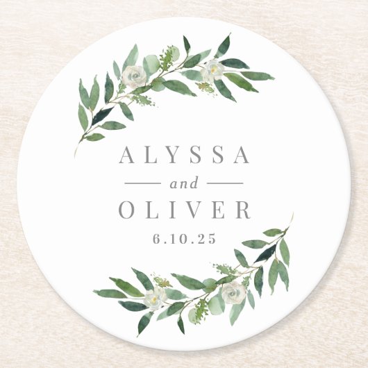 Greenery bruiloft Onderzetters (Voorkant)