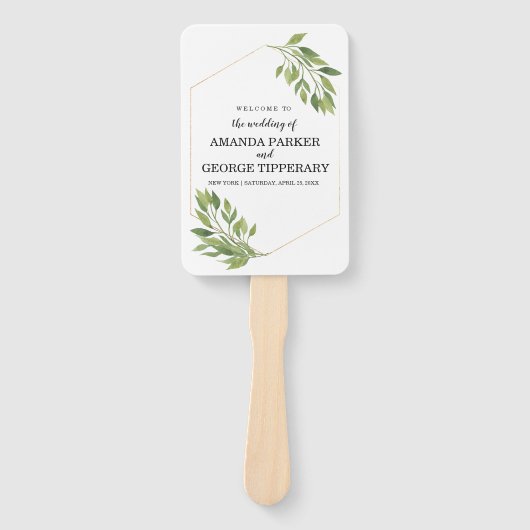 Greenery bruiloft Program fan Handwaaier (Voorkant)