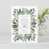 Greenery bruiloft uitnodiging, uitnodiging (Staand voorkant)