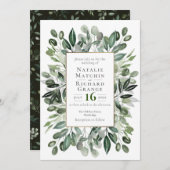 Greenery bruiloft uitnodiging, uitnodiging (Voorkant / Achterkant)
