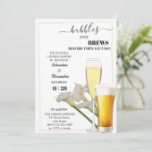 Greenery Bubbles and Brews Couples Douche Uitnodig Kaart (Staand voorkant)