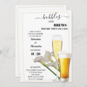 Greenery Bubbles and Brews Couples Douche Uitnodig Kaart (Voorkant / Achterkant)