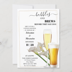 Greenery Bubbles and Brews Couples Douche Uitnodig Kaart