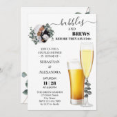Greenery Bubbles and Brews Couples Douche Uitnodig Kaart (Voorkant / Achterkant)