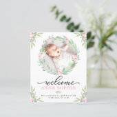 Greenery Budget Geboortedatum Aankondiging Dank u  (Staand voorkant)