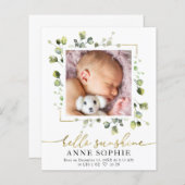 Greenery Budget Geboortedatum Aankondiging Dank u  (Voorkant / Achterkant)