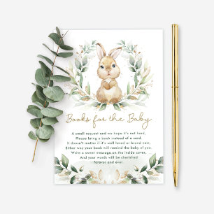 Greenery Bunny Boeken voor Baby Neutral Shower Informatiekaartje