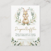 Greenery Bunny Rabbit Diaper Raffle Baby shower Informatiekaartje (Voorkant)