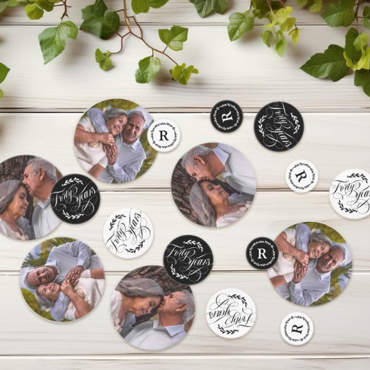 Greenery Calligraphy 40th Wedding Jubileum Confetti