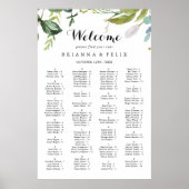 Greenery Calligraphy Alfabetical Seating Chart Poster (Voorkant)