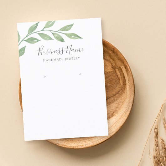 Greenery Calligraphy Earning Jewelry Display Visitekaartje