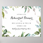 Greenery Calligraphy Rehearsal Dinner Welcome Sign Poster (Voorkant)