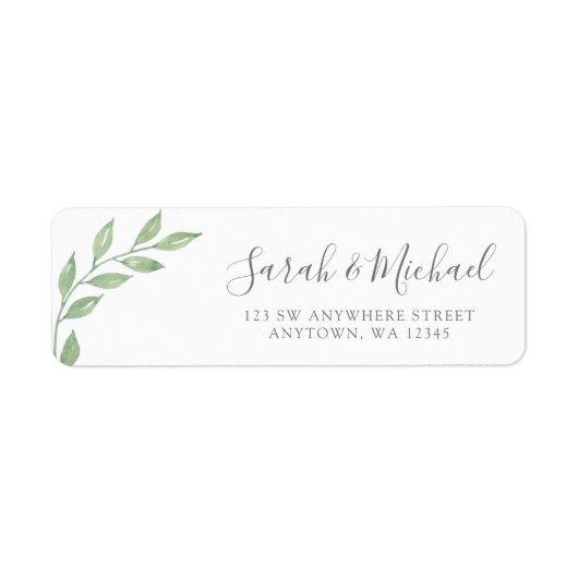 Greenery Calligraphy Return Address Etiket (Voorkant)