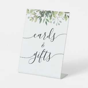Greenery Calligraphy Wedding Cards en Gifts Reclamebord Met Voetstuk