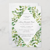 Greenery Celebration of Life Funeral Invitation Kaart (Voorkant / Achterkant)