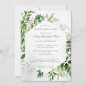 Greenery Celebration of Life Funeral Invitation Kaart (Voorkant)