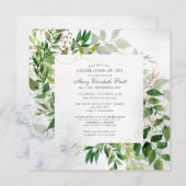 Greenery Celebration of Life Funeral Invitation Kaart (Voorkant / Achterkant)