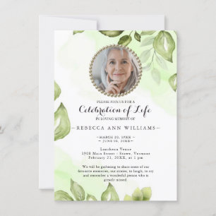 Greenery Celebration of Life Invitation Kaart