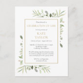 Greenery Celebration of Life Photo Invitation Aankondigingskaart (Voorkant)