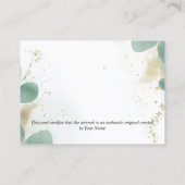 Greenery Certificaat van Authenticiteit Kunstwerk  (Achterkant)