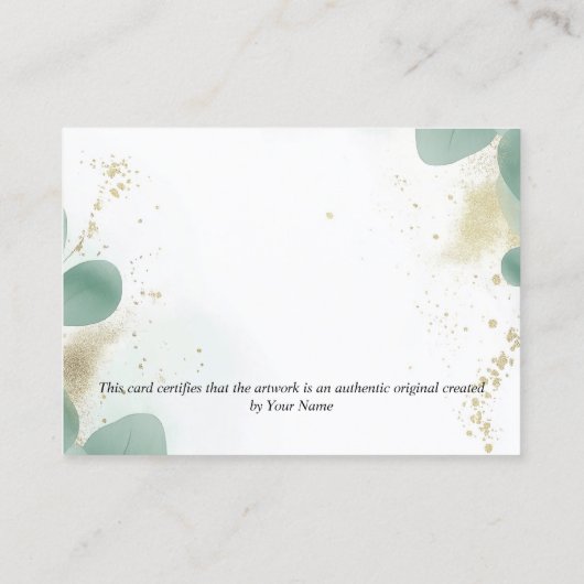 Greenery Certificaat van Authenticiteit Kunstwerk  (Achterkant)